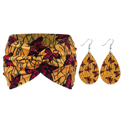 Afrikaanse Print Hoofdband & Oorbellen Set
